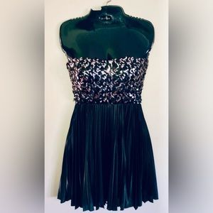 Gold Sequin Strapless Dress